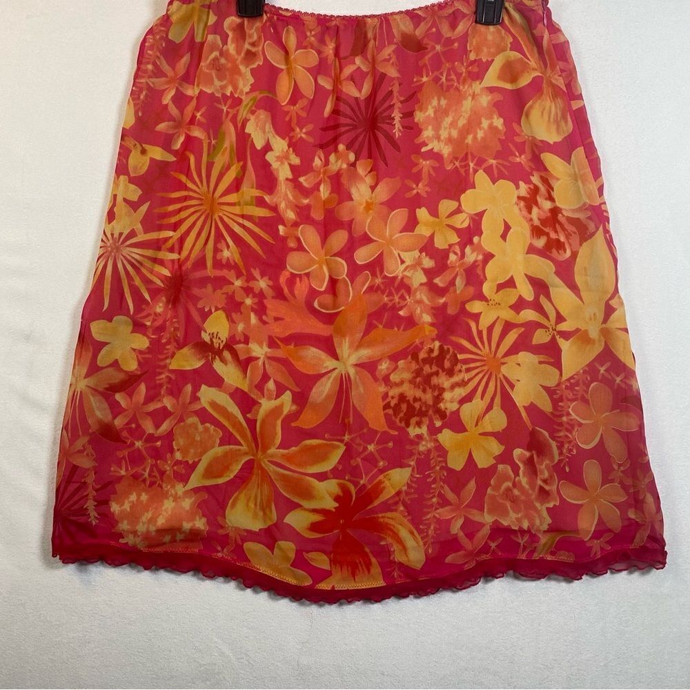 Susan Bristol Floral Silk Yellow/Pink Skirt Size Large